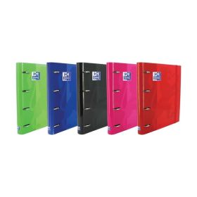 Oxford Europeanbinder Classic Carpeta de 4 Anillas Formato A4+ con Recambio Cuadriculado 5x5mm y 4 Taladros - Cierre con Goma Elastica - Colores Surtidos