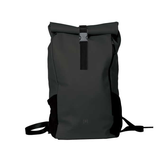 Oxford Identity Roll Top Mochila con Cierre Enrollable 24L - Material Resistente al Agua - Asa Colgador en la Parte Posterior - Bolsillo Frontal con Llavero - 48x32x10cm - Color Negro
