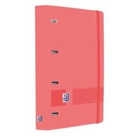Oxford Europeanbinder Live & Go A4+ Carpeta Tamaño A4+ con Recambio de 100 Hojas Cuadricula 5x5mm - Tapa de Plastico Polyfoam - Cierre con Goma - Color Sandia
