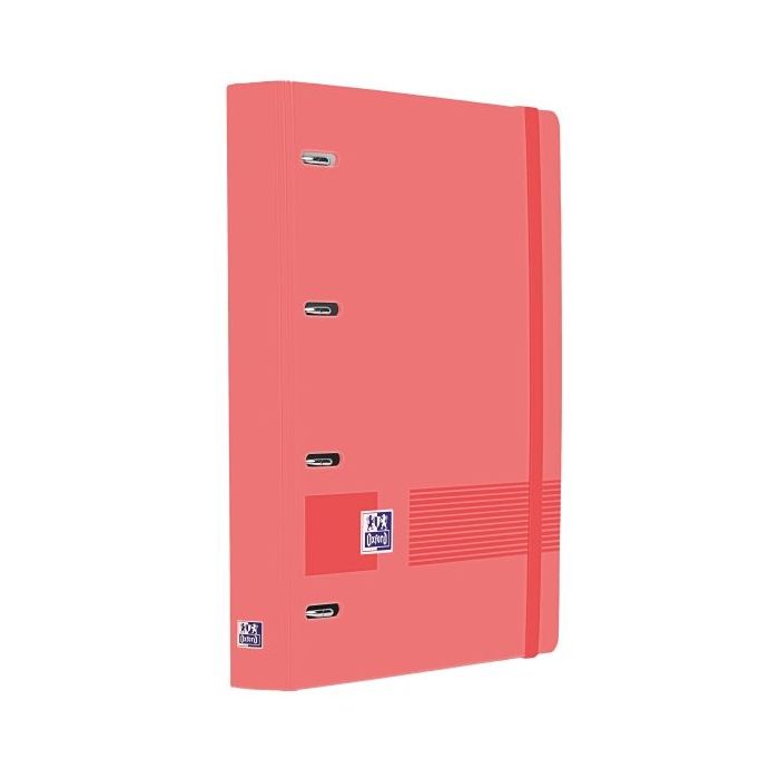 Oxford Europeanbinder Live & Go A4+ Carpeta Tamaño A4+ con Recambio de 100 Hojas Cuadricula 5x5mm - Tapa de Plastico Polyfoam - Cierre con Goma - Color Sandia
