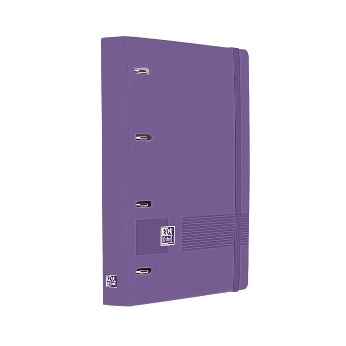Oxford Europeanbinder Live & Go A4+ Carpeta Tamaño A4+ con Recambio de 100 Hojas Cuadricula 5x5mm - Tapa de Plastico Polyfoam - Cierre con Goma - Color Lila