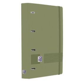 Oxford Europeanbinder Live & Go A4+ Carpeta Tamaño A4+ con Recambio de 100 Hojas Cuadricula 5x5mm - Tapa de Plastico Polyfoam - Cierre con Goma - Color Verde Safari