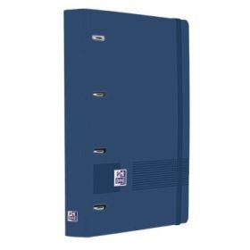 Oxford Europeanbinder Live & Go A4+ Carpeta Tamaño A4+ con Recambio de 100 Hojas Cuadricula 5x5mm - Tapa de Plastico Polyfoam - Cierre con Goma - Color Azul Marino