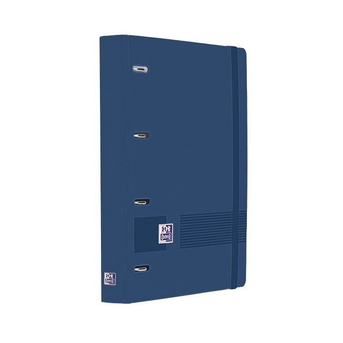 Oxford Europeanbinder Live & Go A4+ Carpeta Tamaño A4+ con Recambio de 100 Hojas Cuadricula 5x5mm - Tapa de Plastico Polyfoam - Cierre con Goma - Color Azul Marino