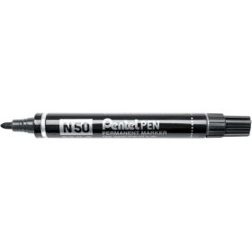 Pentel Pen N50 Rotulador Permanente - Punta de 4.3mm - Resistente a Agua y Luz - Color Negro