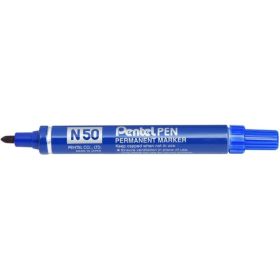 Pentel Pen N50 Rotulador Permanente - Punta de 4.3mm - Resistente a Agua y Luz - Color Azul