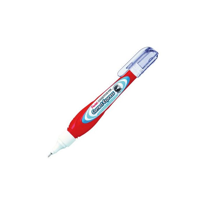 Pentel Correct Express Boligrafo Corrector 7ml - Secado Super Rapido - Punta Metalica - Cuerpo Color Rojo