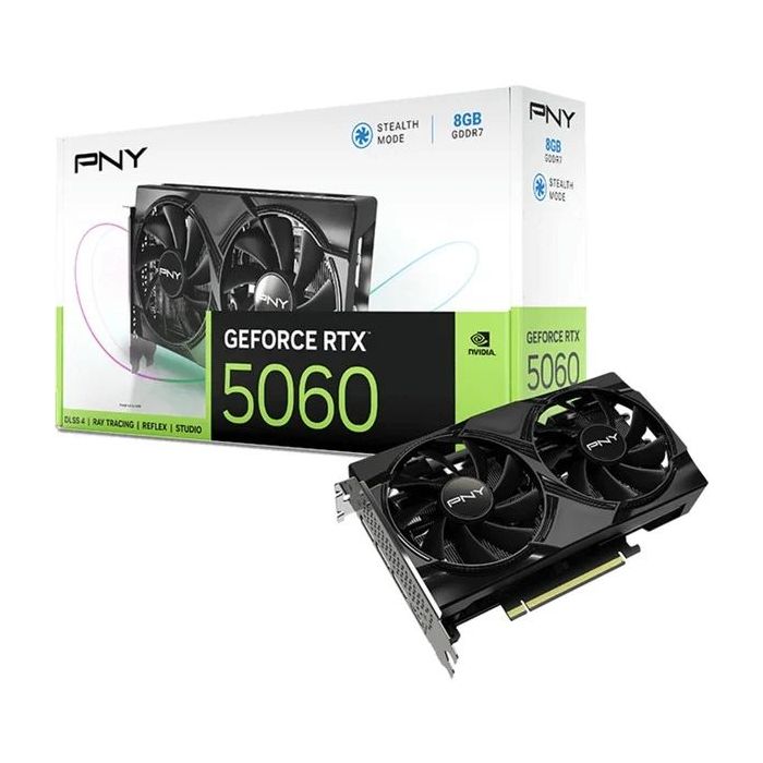 PNY GeForce RTX 5060 Tarjeta Grafica 8GB GDDR7 Dual Fan Reflex 2 AI NVIDIA DLSS4