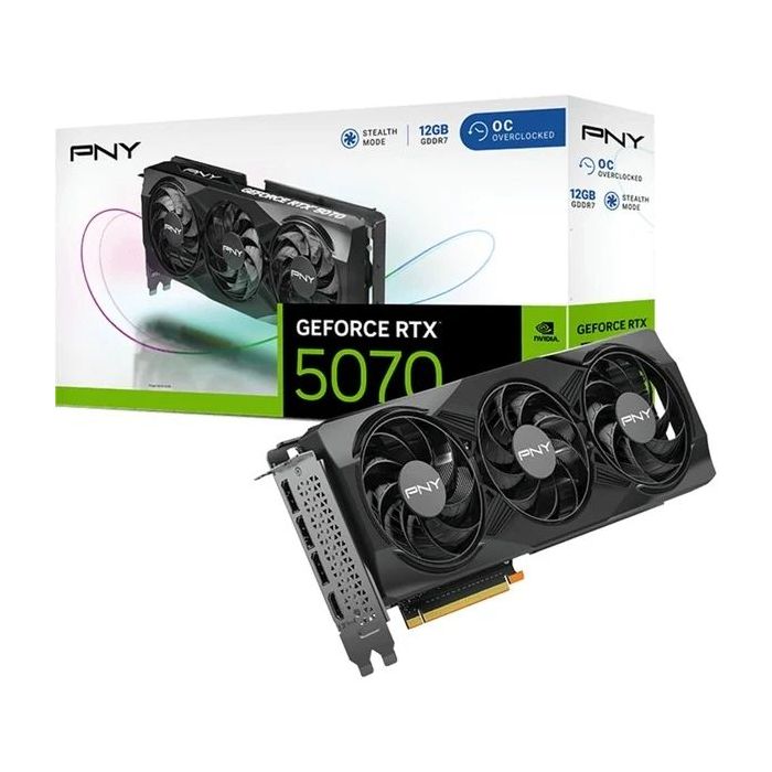 PNY GeForce RTX 5070 Tarjeta Grafica 12GB GDDR7 Triple Fan Reflex 2 AI NVIDIA DLSS4