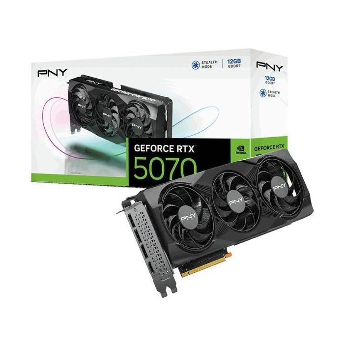 PNY GeForce RTX 5070 OC Tarjeta Grafica 12GB GDDR7 Overclocked, Triple Fan, 1X HDMI, 3X DisplayPorts