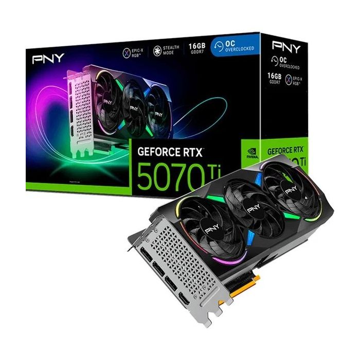 PNY GeForce RTX 5070 Ti Tarjeta Grafica 16GB GDDR7 Overclocked Triple Fan Reflex 2 AI NVIDIA DLSS4