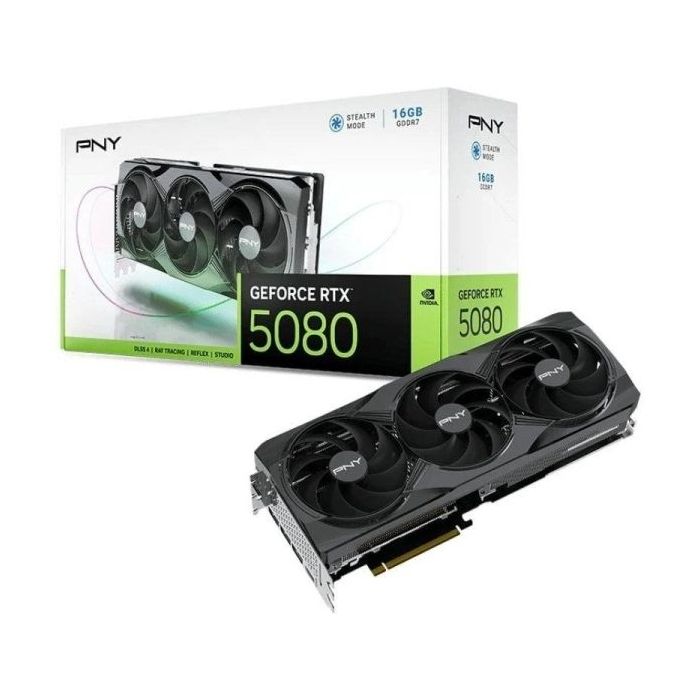 PNY GeForce RTX 5080 Tarjeta Grafica 16GB GDDR7 Triple Fan Reflex 2 AI NVIDIA DLSS4