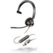 Plantronics/Poly Blackwire C3310 USB-C Auricular Monoaural con Microfono - Almohadilla Acolchada - Controles en Cable - Incluye Adaptador a USB-A - Color Negro