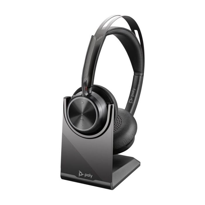 Plantronics/Poly Voyager Focus 2 MS Auriculares con Microfono Bluetooth 5.1 - Cancelacion de Ruido - Almohadillas Acolchadas - Autonomia hasta 40h - Control en Auricular - Color Negro