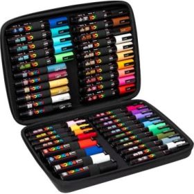Posca Maletin Premium con 40 Marcadores de Pintura - Surtido en Color y Trazo - Punta de Poliester - Tinta Pigmentada Base Agua - Resistente a la Luz - Colores Surtidos
