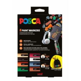 Posca Edicion Limitada Pack de 4 Marcadores de Pintura PC5M + 4 Marcadores de Pintura PC3M + Regalo Bolsa de Tela - Punta Redondeada - Tinta Base al Agua - Colores Surtidos