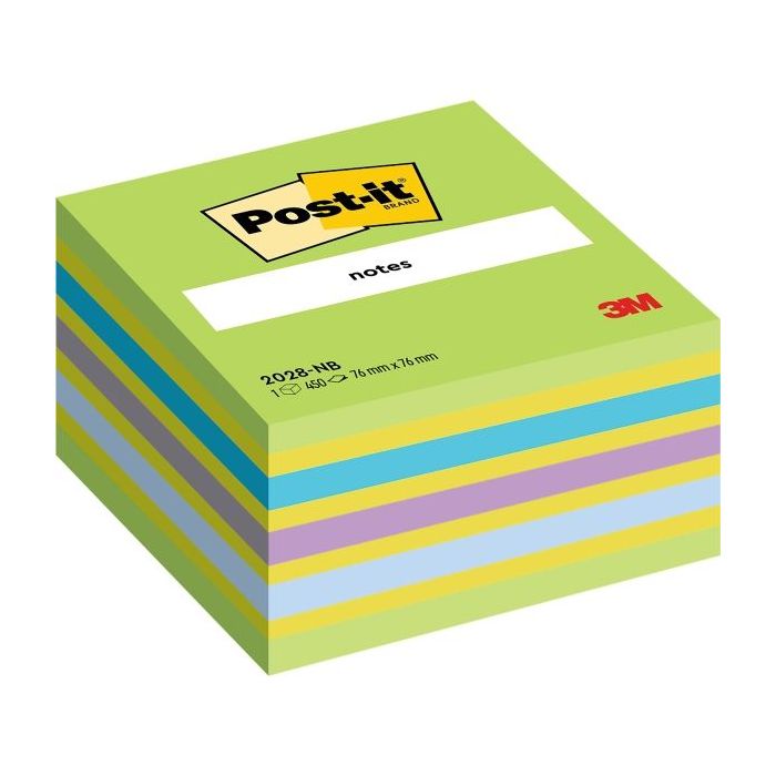 Post-It Cubo de 450 Notas Adhesivas Reposicionables - Forma Cuadrada - 76x76mm - Colores Surtidos