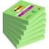 Post-It Super Sticky Pack de 6 Blocs de 90 Notas Adhesivas Reposicionables - 76x76mm - 100% PEFC - Color Verde
