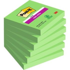 Post-It Super Sticky Pack de 6 Blocs de 90 Notas Adhesivas Reposicionables - 76x76mm - 100% PEFC - Color Verde