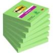 Post-It Super Sticky Pack de 6 Blocs de 90 Notas Adhesivas Reposicionables - 76x76mm - 100% PEFC - Color Verde