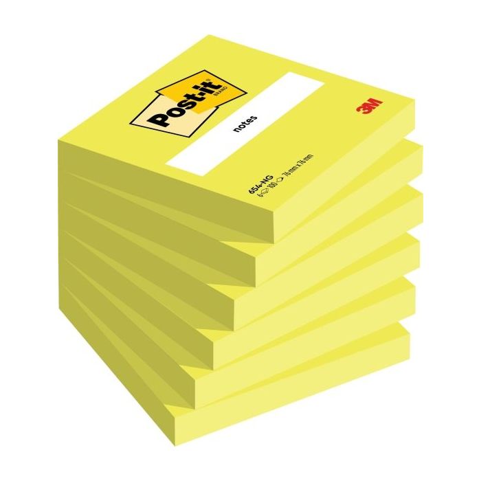 Post-It Pack de 6 Blocs de 100 Notas Adhesivas Reposicionables - Forma Cuadrada - 76x76mm - Color Verde
