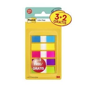 Post-It Index Pack de 5 Dispensadores con 20 Marcadores Reposicionables - Medidas 11.9x43.2mm - Colores Surtidos