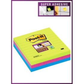 Post-It Super Sticky Pack de 3 Blocs de 70 Notas Adhesivas Reposicionables - 101x101mm - 100% PEFC - Colores Surtidos