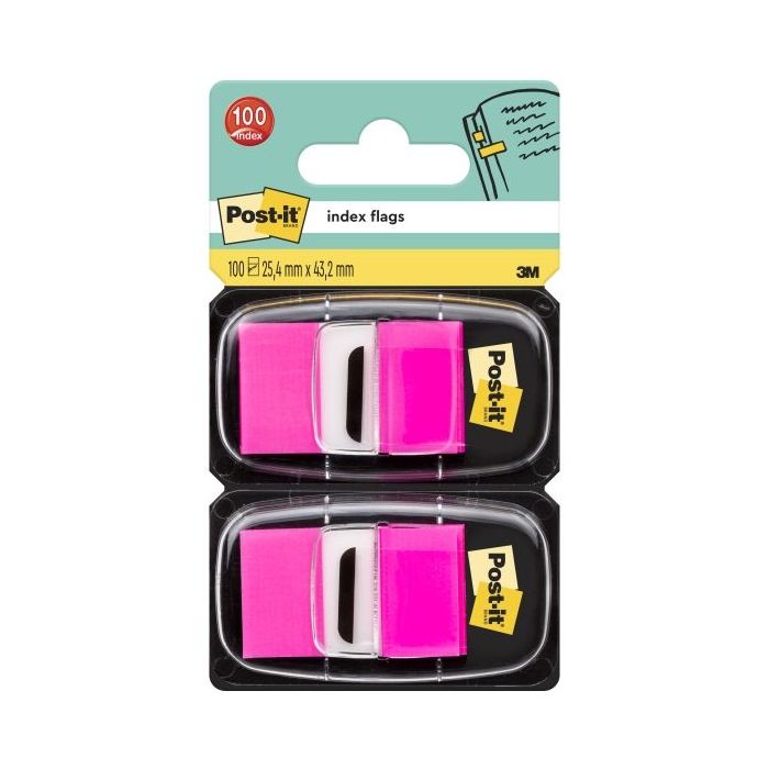 Post-It Index Pack de 2 Dispensadores con 50 Marcadores Reposicionables - 25.4x43.2mm - Color Rosa