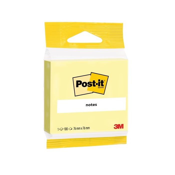 Post-It Bloc de 100 Notas Adhesivas Reposicionables - Forma Cuadrada - 76x76mm - Color Amarillo Claro
