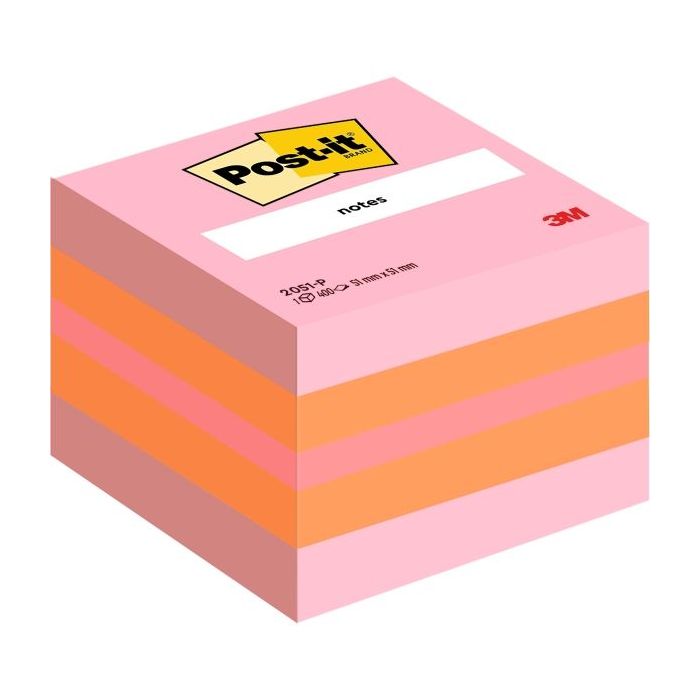 Post-It Cubo de 400 Notas Adhesivas Reposicionables - Forma Cuadrada - 51x51mm - Colores Surtidos
