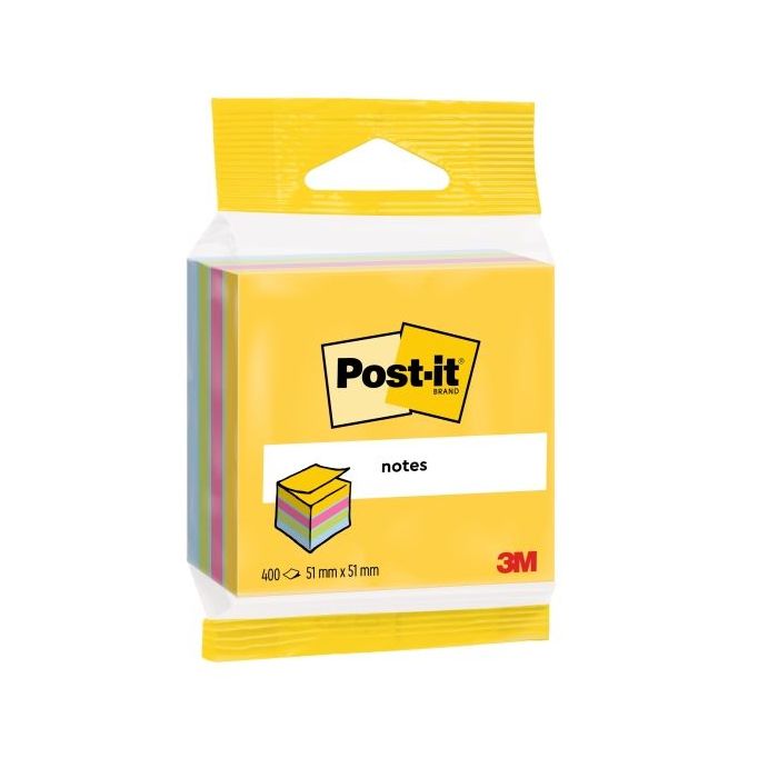 Post-It Cubo de 400 Notas Adhesivas Reposicionables - Forma Cuadrada - 51x51mm - Colores Surtidos