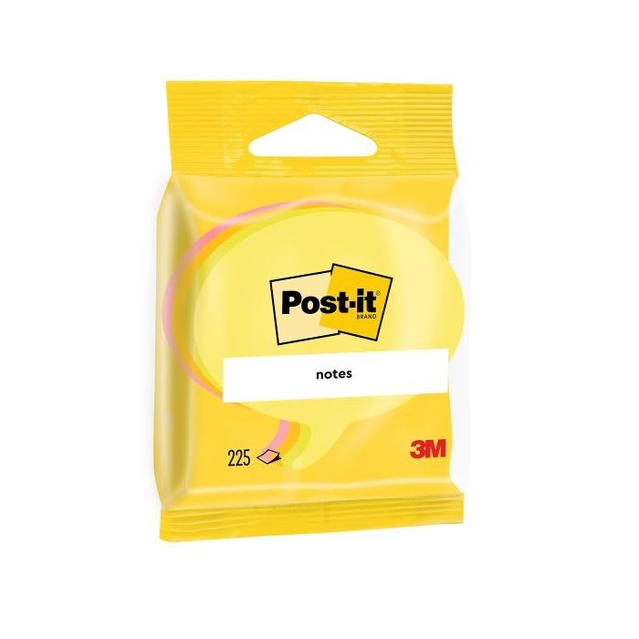 Post-It Pack de 3 Blocs de 225 Notas Adhesivas Reposicionables - Forma Bocadillo - 70x70mm - Colores Surtidos