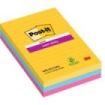 Post-It Super Sticky Pack de 3 Blocs de 90 Notas Adhesivas Reposicionables - Forma Rectangular - 101x152mm - Colores Surtidos