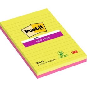 Post-It Super Sticky Pack de 2 Blocs de 45 Notas Adhesivas Reposicionables - Forma Rectangular - 203x127mm - Colores Surtidos