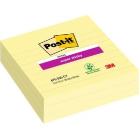 Post-It Super Sticky Pack de 3 Blocs de 70 Notas Grandes Adhesivas Reposicionables - 101x101mm - Color Amarillo Claro