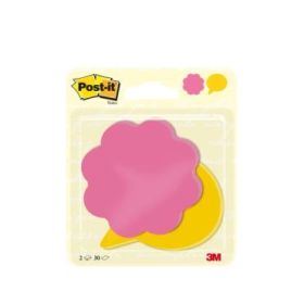 Post-It Pack de 2 Blocs de 30 Notas Forma Troquelada Flor - 72.5x72.5mm - 100% PEFC - Colores Surtidos