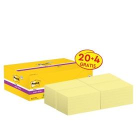 Post-It Super Sticky Pack de 24 Blocs de 90 Pack de 24 Blocs de 90 Notas Adhesivas Reposicionables - 76x127mm - Color Amarillo Claro