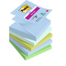 Post-It Super Sticky Pack de 5 Blocs de 90 Notas Adhesivas Reposicionables - Forma Cuadrada - 76x76mm - en Zig-Zag - Colores Surtidos