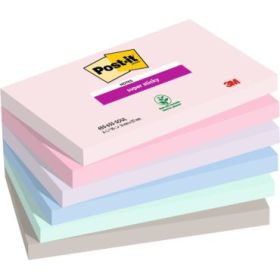 Post-It Super Sticky Pack de 6 Blocs de 90 Notas Adhesivas Reposicionables - Forma Rectangular - 127x76mm - Colores Surtidos
