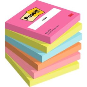 Post-It Pack de 6 Blocs de 100 Notas Adhesivas Reposicionables - Forma Cuadrada - 76x76mm - Colores Surtidos