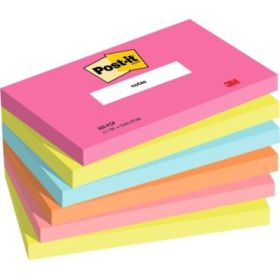 Post-It Pack de 6 Blocs de 100 Notas Adhesivas Reposicionables - Forma Rectangular - 127x76mm - Colores Surtidos