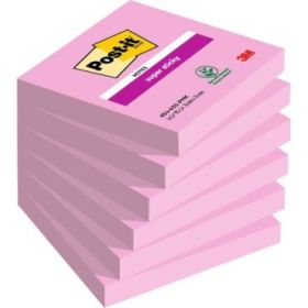 Post-It Super Sticky Pack de 6 Blocs de 90 Notas Adhesivas Reposicionables - 76x76mm - 100% PEFC - Color Rosa