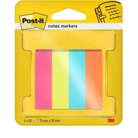 Post-It Pack de 4 Blocs de 50 Marcadores Reposicionables - Forma Rectangular - Colores Surtidos