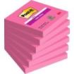 Post-It Super Sticky Pack de 6 Blocs de 90 Notas Adhesivas Reposicionables - Forma Cuadrada - 76x76mm - Color Rosa