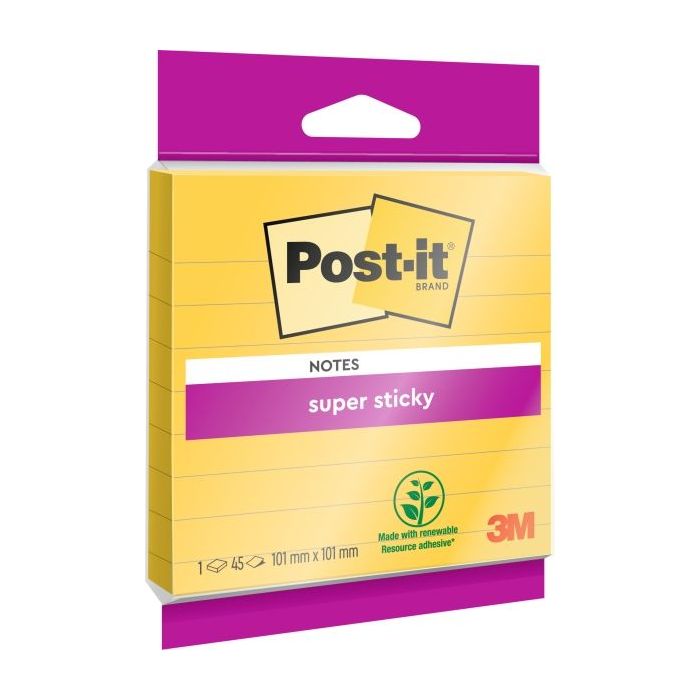 Post-It Super Sticky Bloc de 45 Notas Adhesivas Reposicionables - Forma Cuadrada - 101x101mm - Color Amarillo
