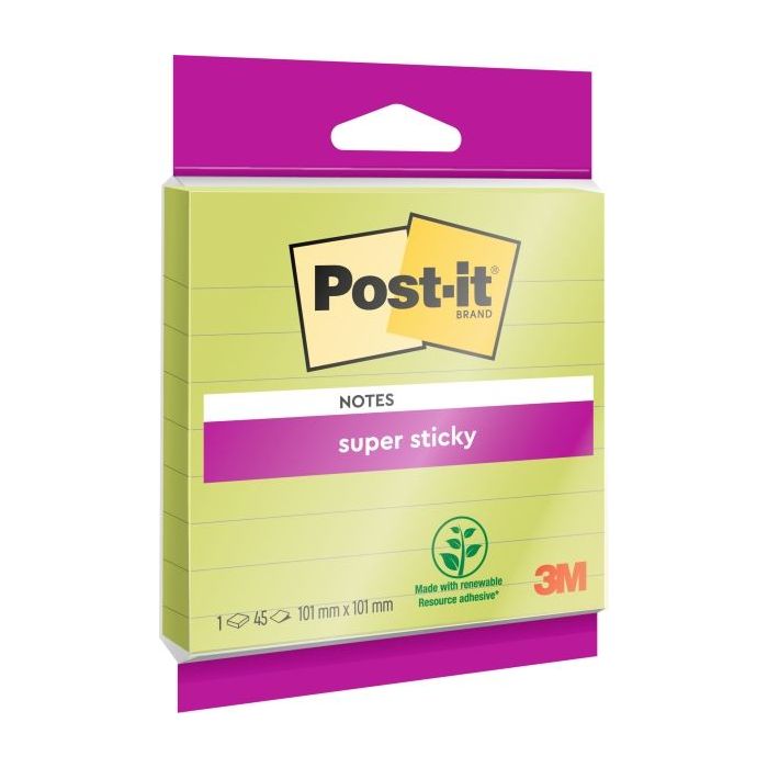 Post-It Super Sticky Bloc de 45 Notas Adhesivas Reposicionables - Forma Cuadrada - 101x101mm - Color Verde