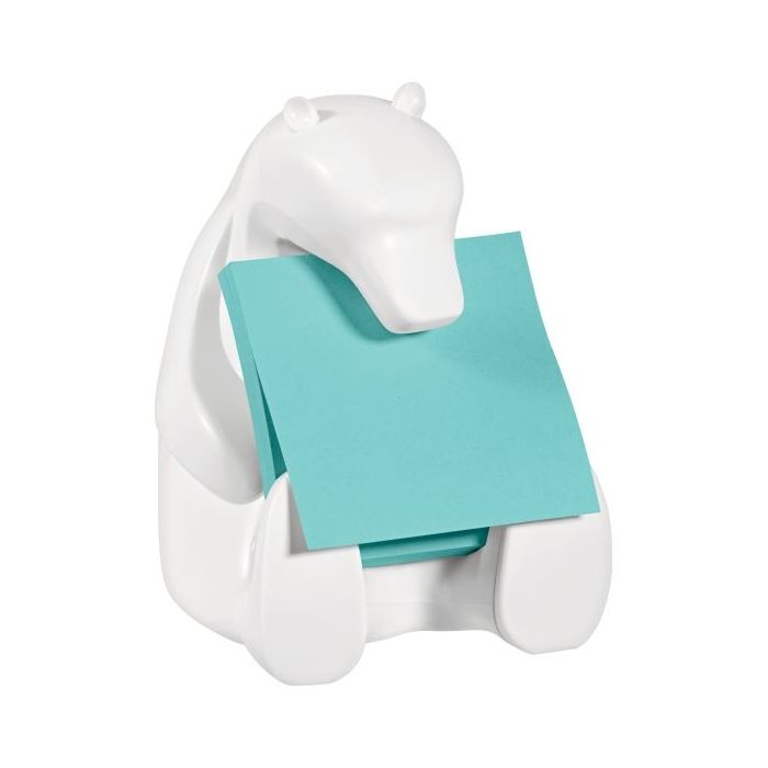 Post-It Super Sticky Dispensador con 2 Blocs de 45 Z-Notas - Forma de Oso - Forma Cuadrada - 76x76mm - Color Blanco