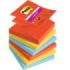 Post-It Super Sticky Pack de 6 Blocs de 90 Notas Adhesivas Reposicionables - Forma Cuadrada - 76x76mm - en Zig-Zag - Colores Surtidos