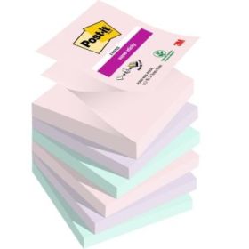 Post-It Super Sticky Pack de 6 Blocs de 90 Notas Adhesivas Reposicionables - Forma Cuadrada - 76x76mm - en Zig-Zag - Colores Surtidos