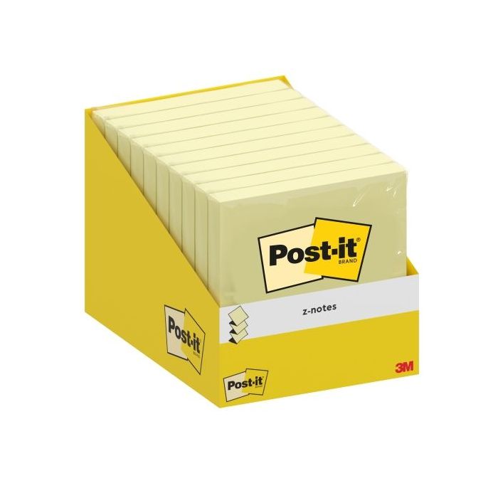 Post-It Bloc de 100 Z-Notas Adhesivas Reposicionables - Forma Cuadrada - 76x76mm - Color Amarillo Claro